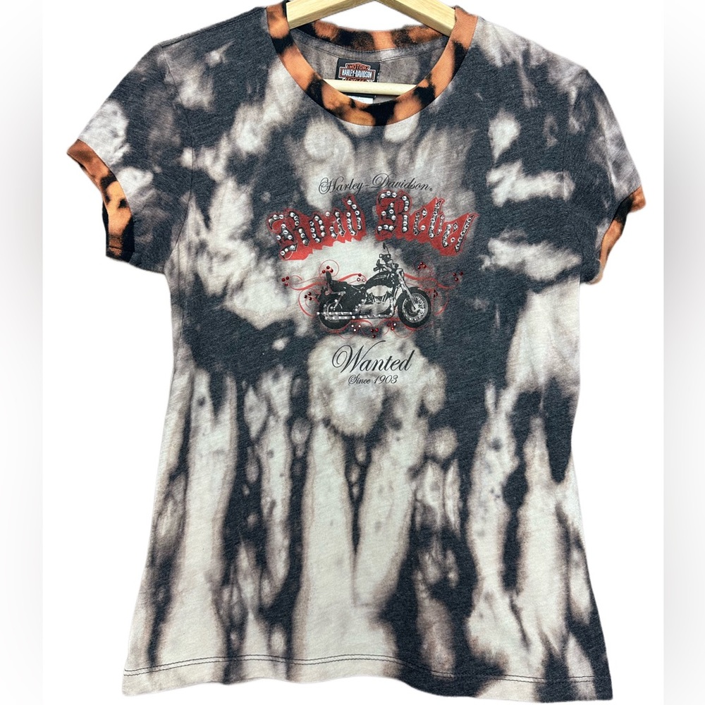 Harley Davidson Road‎ Rebel Custom Bleach Dyed graphic Tee